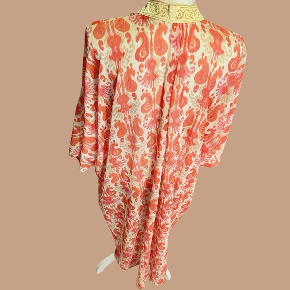 SukiSo Pink & Orange Ikat ‘Women’s Goddess Kimono’ in “Golden Hour” OS - Picture 11 of 16